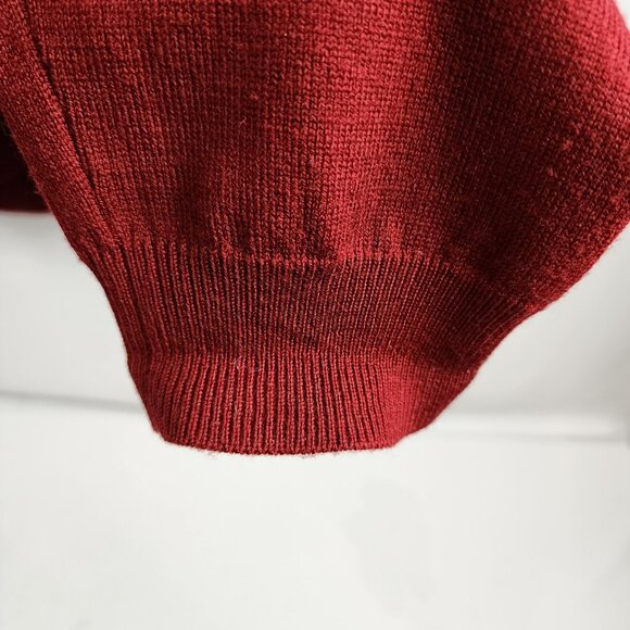 Brooks Brothers Sweater Mens Large Red Merino Wool V-Neck Pullover Stretch - Picture 5 of 6